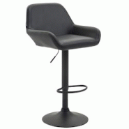 CLP Tabouret de bar Braga similicuir avec pied en métal Noir /Noir - noir polyester 102017101 CLP Tabouret de bar Braga similicuir avec pied en métal Noir /Noir - noir polyester 102017101