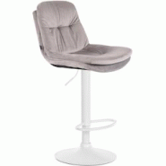 CLP Tabouret de bar Laurel velours Gris/Métal blanc mat - gris textile 323966 CLP Tabouret de bar Laurel velours Gris/Métal blanc mat - gris textile 323966