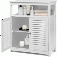 COSTWAY Meuble de rangement pour salle de bain avec 2 portes à enroulement, blanc, pour salle de bain, cuisine, salon - blanc Bois manufacturé TI870