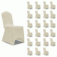 Décoshop26 - Housses élastiques de chaise Crème 24 pièces DEC022537 - beige 3001282069607