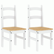 Décoshop26 - Set de 2 chaises de salle à manger design rustique 40 x 46 x 99 cm en bois de pin blanc DEC025474 - blanc 3000255268351 Décoshop26 - Set de 2 chaises de salle à manger design rustique 40 x 46 x 99 cm en bois de pin blanc DEC025474 - blanc 3000255268351