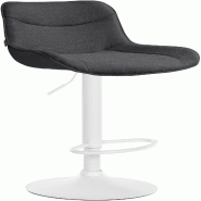 Décoshop26 - Tabouret de bar x1 pivotant forme ergonomique surpiqûres décoratives en tissu gris foncé cadre en métal blanc 10_0005764 - blanc mé