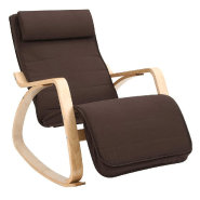 Fauteuil À bascule fauteuil berÇant avec repose-pieds rÉglable idÉal pour salon bureau montage facile charge max 150 kg brun 12_0002778