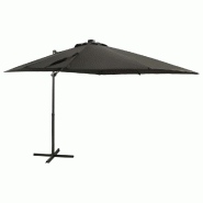 Helloshop26 - Parasol meuble de jardin déporté avec mât et lumières led 250 cm anthracite 02_0008514 - aluminium 3000454482725