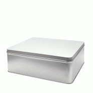 Lot de 12 boîtes rectangulaire en fer blanc GM, vernis alimentaire, 21 x 17 x 7.5 cm - gris métal FER21_0