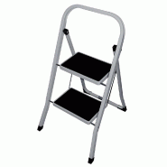 Marchepied 2 marches - acier époxy blanc - 51.5x41x101cm - garde-corps, anti-dérapant, charge 150 Kg