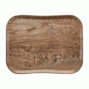 Plateau empilable (L)430 x (P)330 mm en polyester aspect naturel bois olivier clair, CENTURY