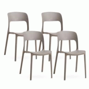RATTATAN Lot de 4 chaises empilables en polypropylène avec fibre de verre pour jardin ou intérieur, hydrofuges et résistantes, design moderne – B RATTATAN Lot de 4 chaises empilables en polypropylène avec fibre de verre pour jardin ou intérieur, hydrofuges et résistantes, design moderne – B