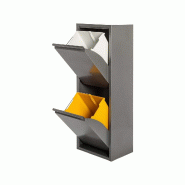 WellHome - Poubelle et recyclage Métallique à 2 compartiments de 34L (2x17L) de couleur Gris brillant - 33,5x25x92cm - gris WH13702