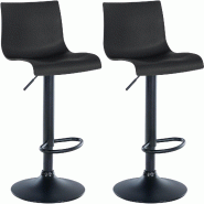 Décoshop26 - Lot de 2 tabourets de bar design simple avec repose-pieds en plastique noir pieds en métal noir 10_0004047 - noir métal 3000251907742
