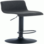 Décoshop26 - Tabouret de bar avec repose-pieds pivotant dossier incurvé en tissu gris foncé et métal noir 10_0004961 - gris métal 3000252384405