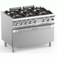 Fourneau professionnel a gaz 6 feux vif 7 kw sur grand four a gaz d... - PFB711FGMXL