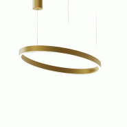 Gea Luce Lampe À Suspension Criseide S/1P Oval - 30W+30W Led 3000K Dimmable En Or Brossé, Structure En Aluminium, Diffuseur En Silicone - Gealuce -