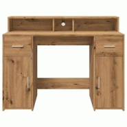 Helloshop26 - Bureau table poste de travail meuble d'ordinateur informatique étude avec lumières LED chêne artisanal bois 02_0023413 - 3000214310916 Helloshop26 - Bureau table poste de travail meuble d'ordinateur informatique étude avec lumières LED chêne artisanal bois 02_0023413 - 3000214310916
