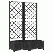 Helloshop26 - Jardinière bac lit surélevé plantes fleurs terrasse jardin avec treillis 80 x 40 x 121,5 cm PP noir 02_0038304 - 3000214209784 Helloshop26 - Jardinière bac lit surélevé plantes fleurs terrasse jardin avec treillis 80 x 40 x 121,5 cm PP noir 02_0038304 - 3000214209784