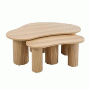 Oviala Business Table basse gigogne en mélaminé beige - beige Bois massif 112458 Oviala Business Table basse gigogne en mélaminé beige - beige Bois massif 112458
