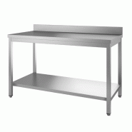 Table de préparation inox (L)1500 × (P)700 × (H)890 mm, avec étagère basse et dosseret