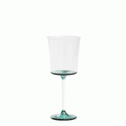 Zafferano Discobolo Verre À Vin Rouge En Verre Borosilicaté Soufflé À La Main, Lot De 4 Pièces, Capacité 46,5 Cl, Design Avec Fond Vert Lac Él�