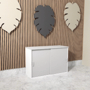 Armoire basse à portes coulissantes Mobel Linea. - 120, Gris aluminium, Blanc pastel_0
