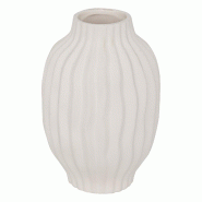 Atmosphera Vase haut strié en céramique texturée Blanc mat D. 15 x H. 22 cm - blanc 3560233009647 Atmosphera Vase haut strié en céramique texturée Blanc mat D. 15 x H. 22 cm - blanc 3560233009647