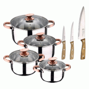 BERGNER - Batterie de cuisine NONA 8 pcs 16/18/20/24cm en acier inoxydable compatible induction avec set de 3 couteaux en acier inoxydable - multi-mat
