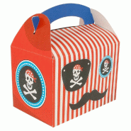 Boîte menu enfant carton Pirate rayures rouges 17x16x10cm - par 50