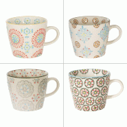 Coffret de 4 tasses Bohème 30 cl -  Multicolore Rond Grès Table Passion - multicolore Grès 3106232381317