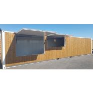 Container aménagé Snack-Box 40 pieds - vantail relevable en acier Corten, idéal pour points de vente et événements_1
