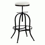 Décoshop26 - Tabouret de bar design industriel hauteur réglable en métal bronze et assise PVC blanc 10_0005359 - blanc métal 3000252602097