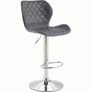 Décoshop26 - Tabouret de bar x1 avec coutures décoratives en forme de losanges en PVC gris et métal chromé 10_0004646 - gris 3000252210995 Décoshop26 - Tabouret de bar x1 avec coutures décoratives en forme de losanges en PVC gris et métal chromé 10_0004646 - gris 3000252210995