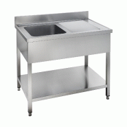 GastroHero Table de lavage Basic 12x7 avec 1 cuve à gauche, Dosseret et étagère inférieure - inox SPT-BASIC12X7L