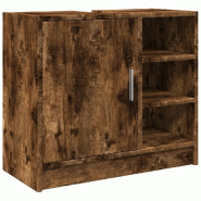 Helloshop26 - Armoire de lavabo chêne fumé finition mate rangement 63 x 29 x 55 cm en bois d'ingénierie chêne fumé 02_0049551 - Bois massif 30002