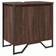 Helloshop26 - Armoire lavabo de salle de bain design contemporain ergonomique 60 x 35 x 60 cm en bois d'ingénierie marron 02_0049572 - marron métal