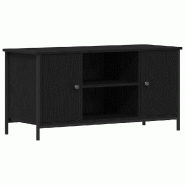 Helloshop26 - Meuble TV rectangulaire moderne avec étagères 100 x 40 x 50 cm en bois d'ingénierie noir 02_0051822 - noir Bois massif 3000237110296
