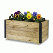 HORTALIA Jardinière Extérieure en Bois avec Renfort en Aluminium GHIO – Terrasse, Jardin ou Balcon – 80x40x40 cm - marron Bois manufacturé 700212-AL40