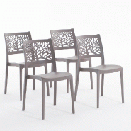 RATTATAN Set 4 Chaises en polypropylène avec fibre de verre empilables pour extérieur et jardin, bar et restaurant, cuisine deign moderne - FLORA - RATTATAN Set 4 Chaises en polypropylène avec fibre de verre empilables pour extérieur et jardin, bar et restaurant, cuisine deign moderne - FLORA -