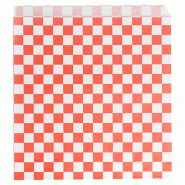 Sachet papier ingraissable Damier rouge 2 côtés ouverts 17x18cm - par 500