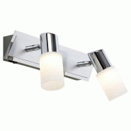 Spot LED 2x4,3W 860 lm 3000K chrome métal verre blanc mat - Trio - Clapton - blanc métal 4017807220896