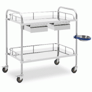Steinberg Systems - Steinberg Systems SBS-LF-132 Chariot médical INOX 2 tablettes de 74 x 44 x 13 cm - 2 tiroirs 20 kg Chariot médical avec tiroir -