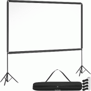 TecTake GmbH Écran de projection Cinema portable 4K 16:9 avec trépieds pliables 120 pouces HD home cinéma format large angle 160° gain 0.7 blanc -