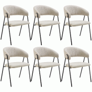 TecTake GmbH tectake Lot 6 Fauteuils rembourré ergonomique en tissu 150kg max grège - 405513 - gris polyester 405513 TecTake GmbH tectake Lot 6 Fauteuils rembourré ergonomique en tissu 150kg max grège - 405513 - gris polyester 405513