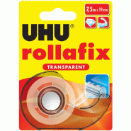 UHU Ruban adhésif Rollafix, sur dévidoir, transparent, 25m x 19mm + recharge - 3-36965