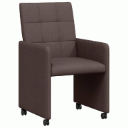 VidaXL Chaises de Salle à Manger avec Roues 2 pcs Marron foncé tissu Modèle Whisper Design - 42017833