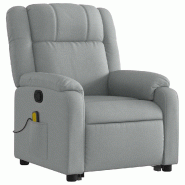 VidaXL Fauteuil de massage inclinable Gris clair Tissu Modèle Zermelora - 3205214