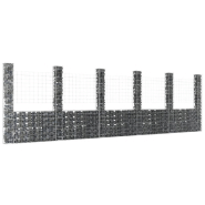 Vidaxl panier de gabion en forme de u avec 6 poteaux fer 620x20x200 cm 151293