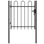 Vidaxl portillon simple porte avec dessus arqué acier 1x1 m noir 146029