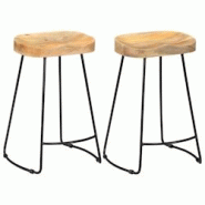 VidaXL Tabourets De Bar Gavin Lot De 2 Bois De Manguier Massif - 247837 VidaXL Tabourets De Bar Gavin Lot De 2 Bois De Manguier Massif - 247837