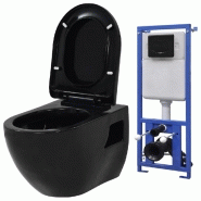 Vidaxl toilette suspendue au mur avec réservoir caché céramique noir 3054479