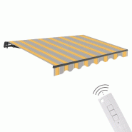 WASABI Store banne motorisé 4 x 2,5 m coloris vert gris anthracite (AGB) – Télécommande incluse – Toile de protection solaire - multicolore pol