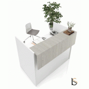 Banque d'accueil droite Torino Plus - 100, Non, Noyer grisé / blanc